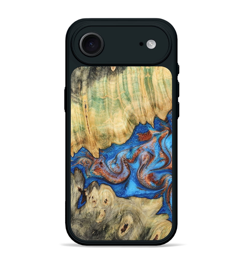 iPhone 17 Air Wood Phone Case - Cherie (Teal & Gold, 789388)