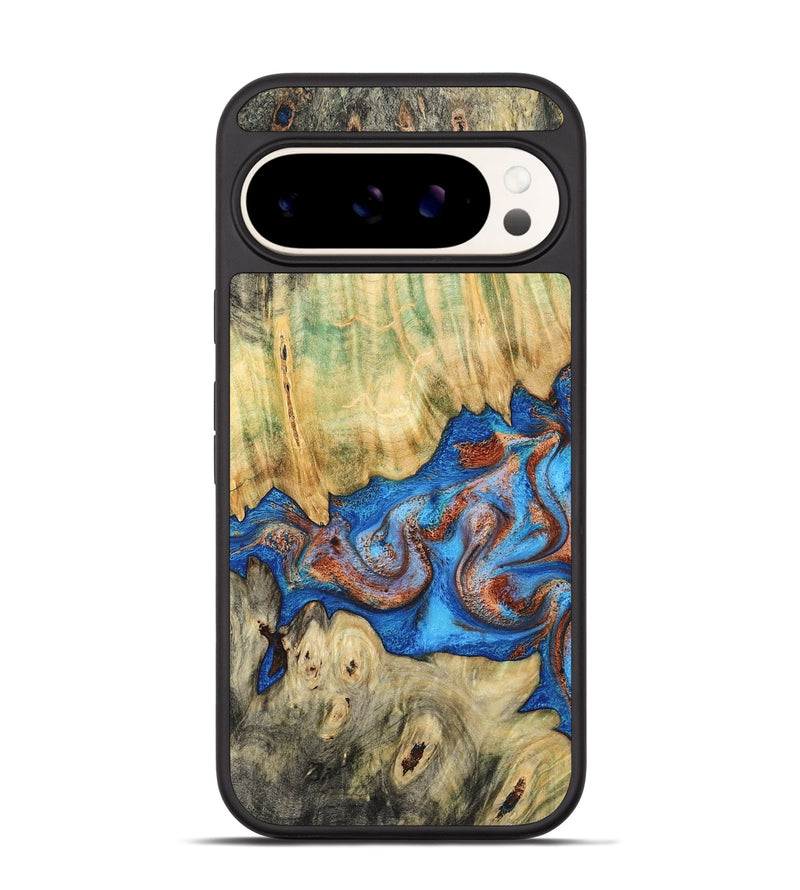 Pixel 9 Wood Phone Case - Cherie (Teal & Gold, 789388)