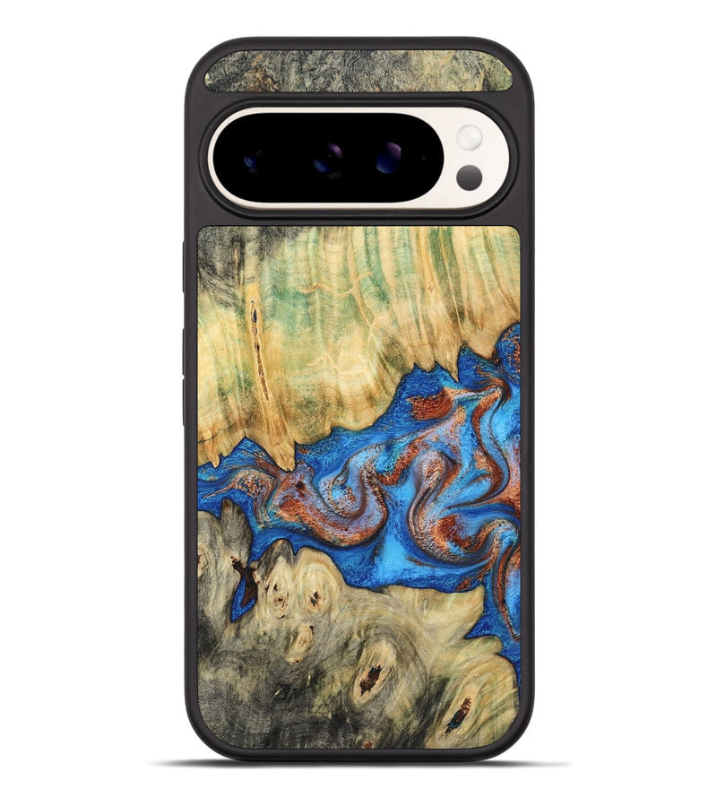 Pixel 9 Pro XL Wood Phone Case - Cherie (Teal & Gold, 789388)
