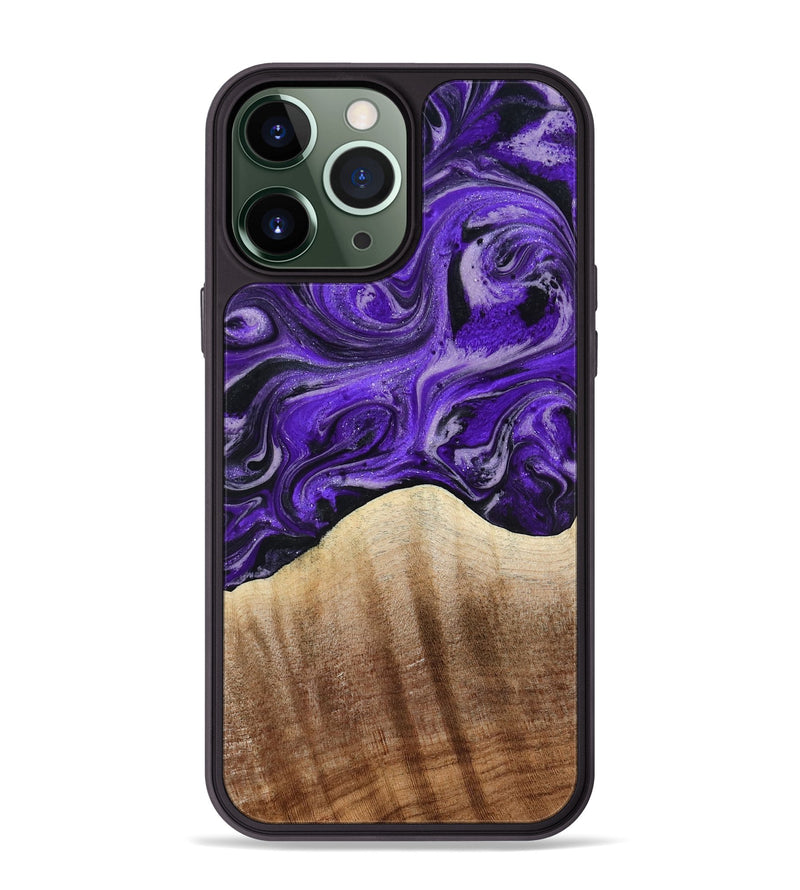 iPhone 13 Pro Max Wood Phone Case - Emerald (Purple, 789410)