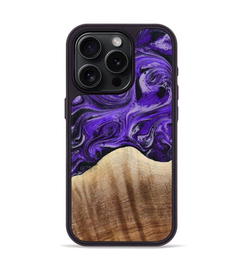 iPhone 15 Pro Wood Phone Case - Emerald (Purple, 789410)