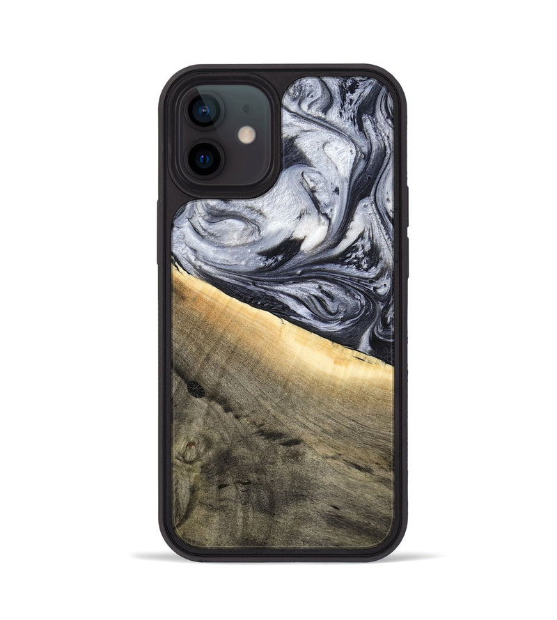 iPhone 12 Wood Phone Case - Akeelah (Black & White, 789415)