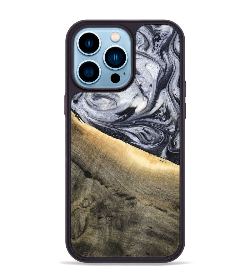 iPhone 14 Pro Max Wood Phone Case - Akeelah (Black & White, 789415)
