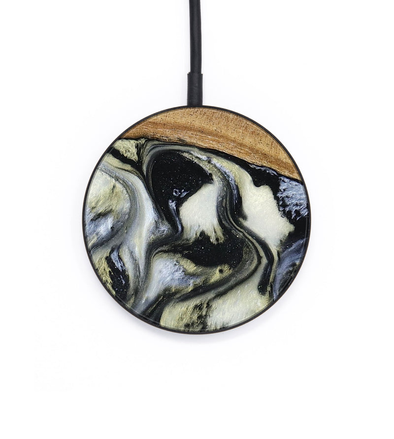 Circle Wood Wireless Charger - Jessica (Black & White, 789417)