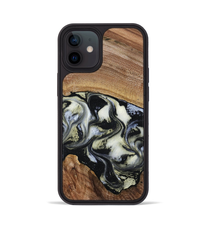 iPhone 12 Wood Phone Case - Jessica (Black & White, 789417)