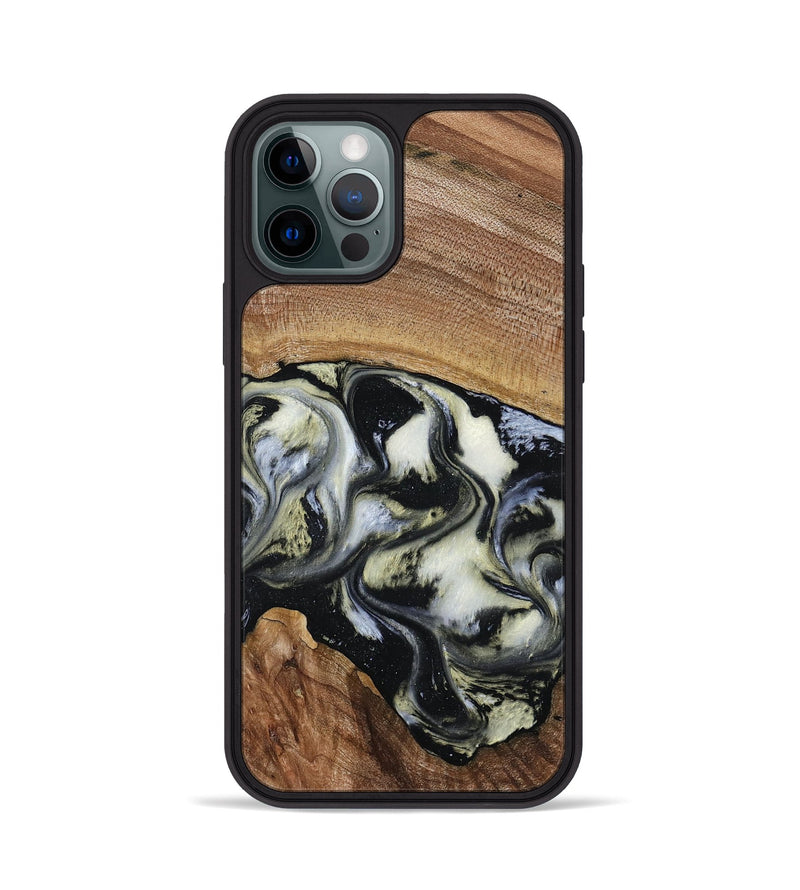 iPhone 12 Pro Wood Phone Case - Jessica (Black & White, 789417)