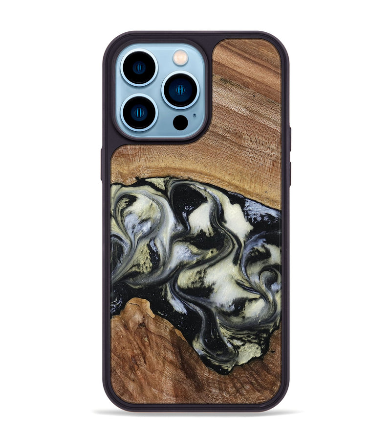 iPhone 14 Pro Max Wood Phone Case - Jessica (Black & White, 789417)