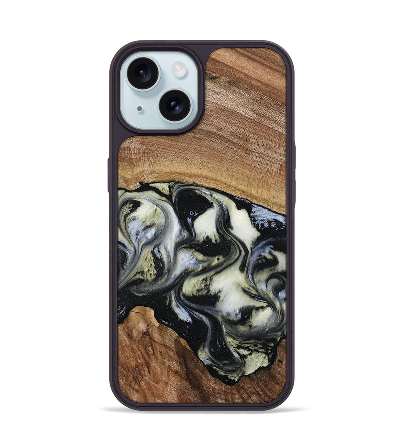 iPhone 15 Wood Phone Case - Jessica (Black & White, 789417)