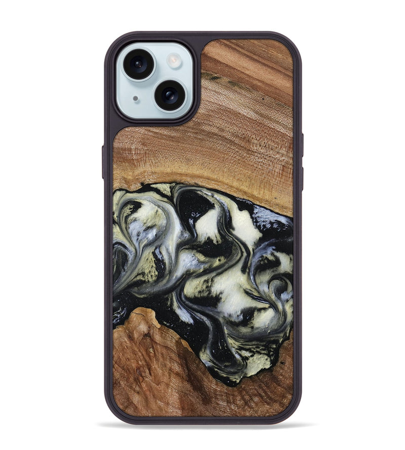 iPhone 15 Plus Wood Phone Case - Jessica (Black & White, 789417)