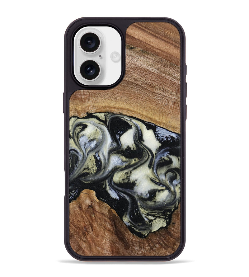 iPhone 16 Plus Wood Phone Case - Jessica (Black & White, 789417)