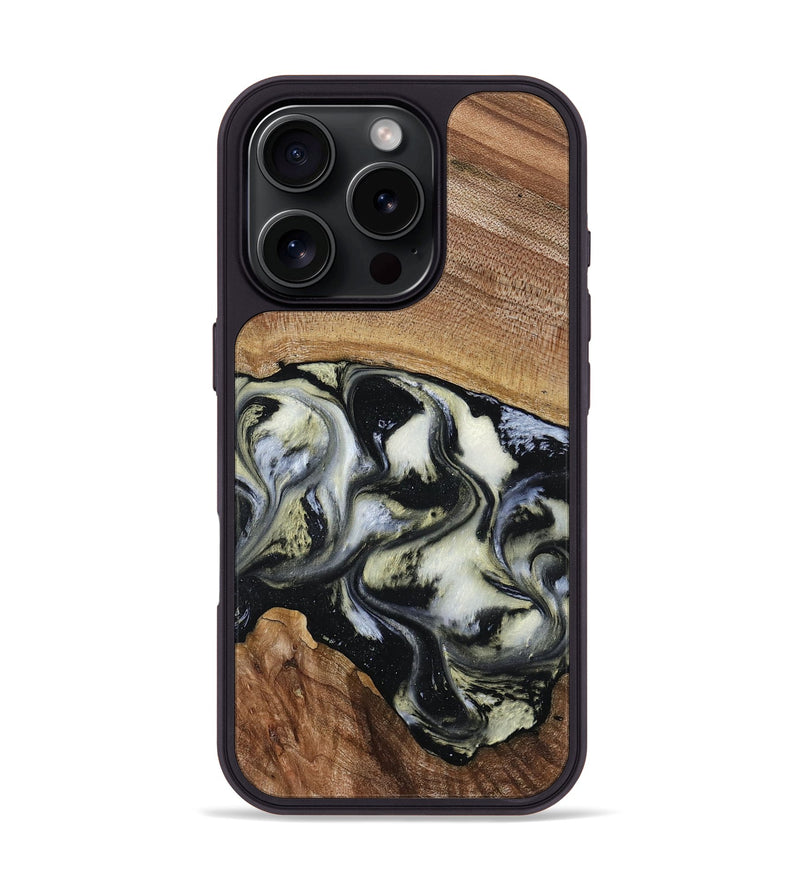 iPhone 16 Pro Wood Phone Case - Jessica (Black & White, 789417)