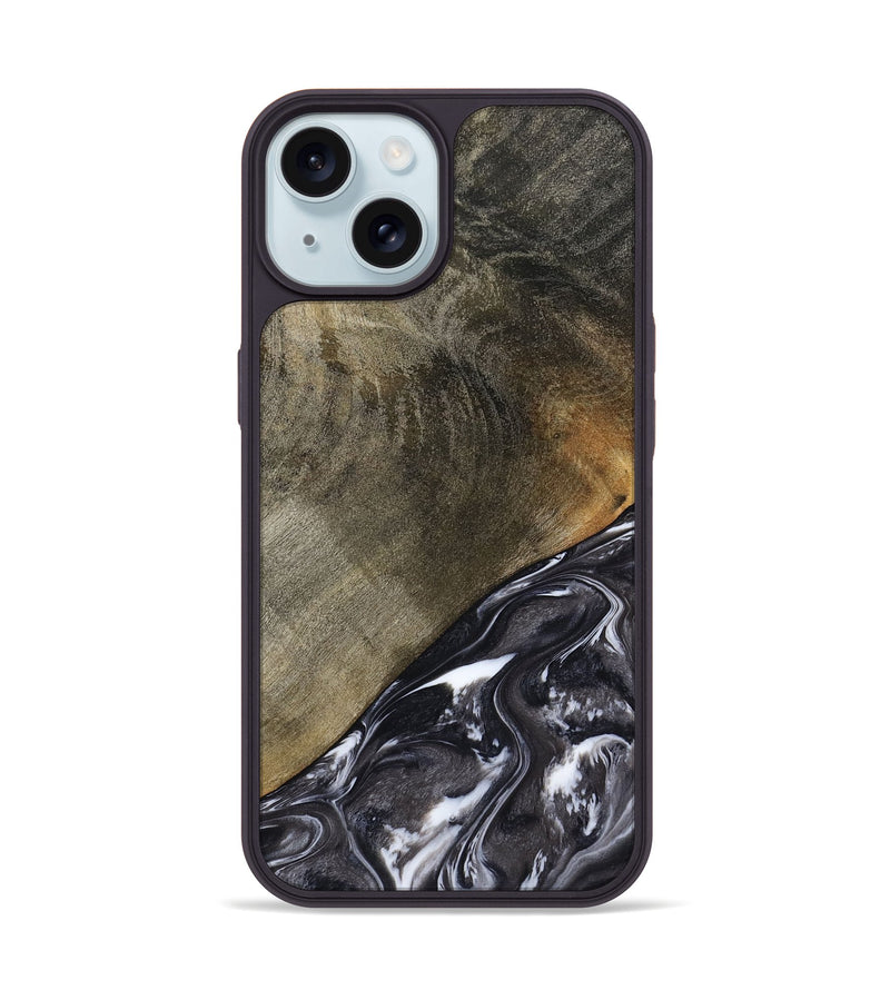 iPhone 15 Wood Phone Case - Ariya (Black & White, 789418)