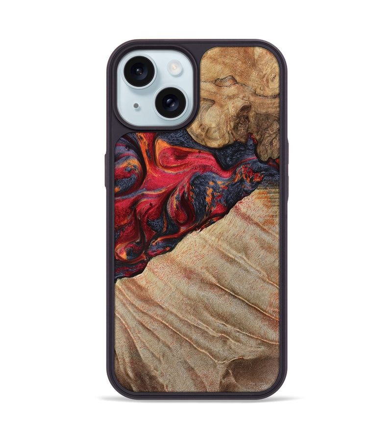iPhone 15 Wood Phone Case - Aileen (Red, 789659)