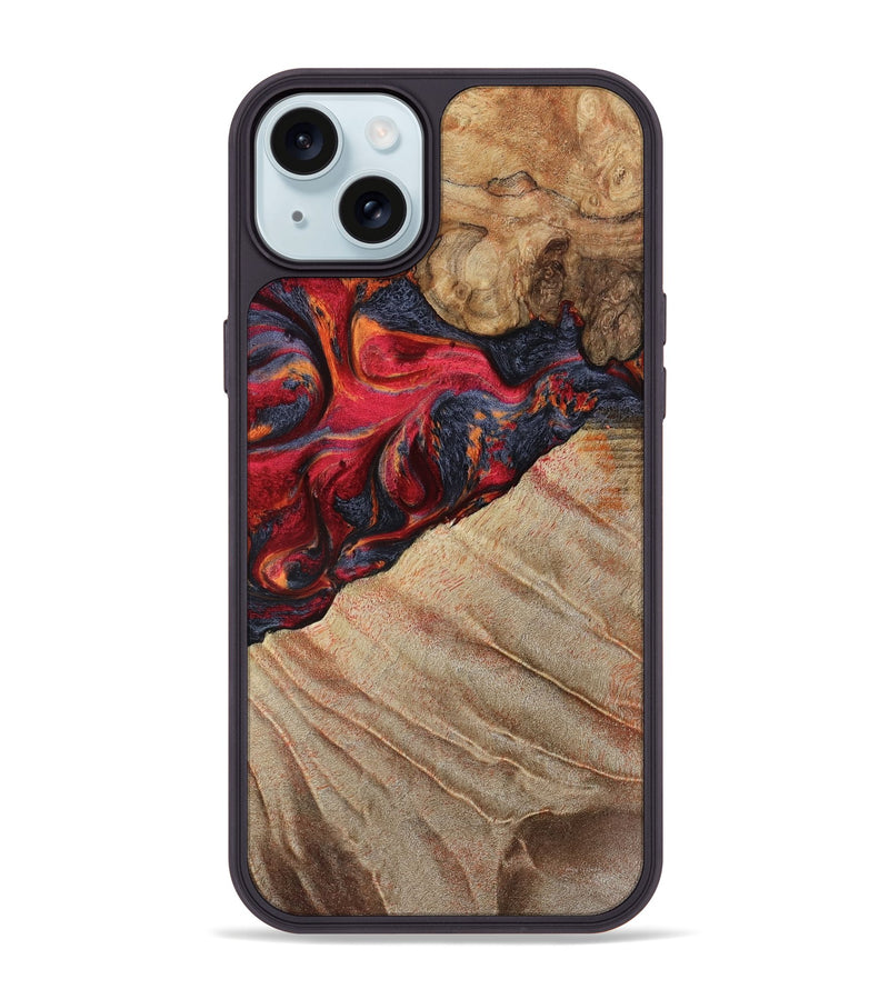 iPhone 15 Plus Wood Phone Case - Aileen (Red, 789659)