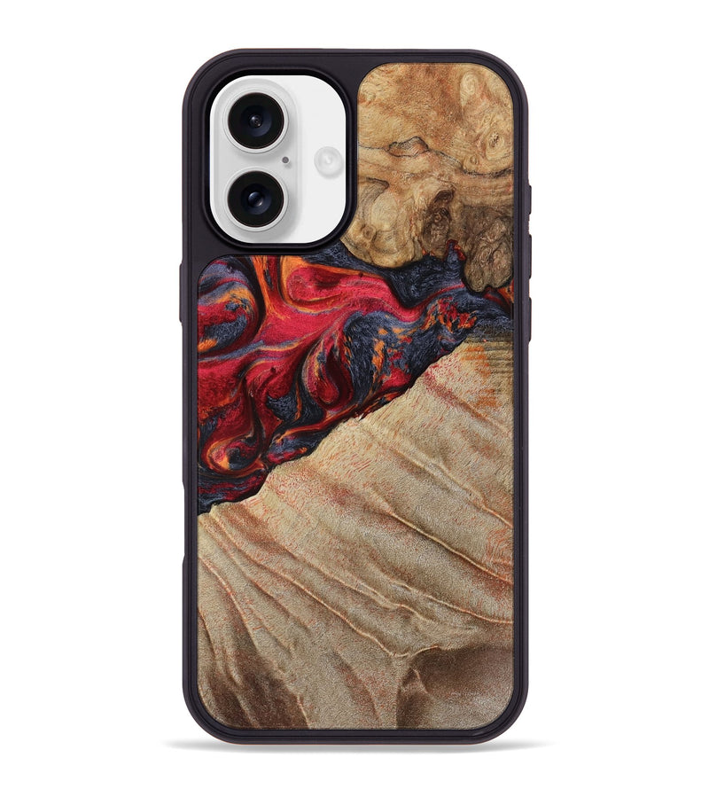 iPhone 16 Plus Wood Phone Case - Aileen (Red, 789659)