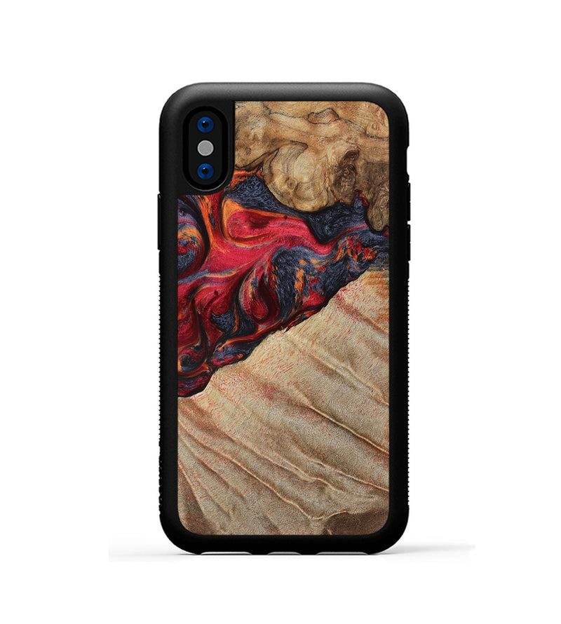 iPhone Xs Wood Phone Case - Aileen (Red, 789659)