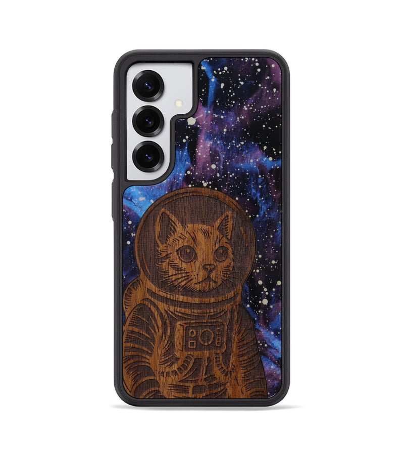 Galaxy S25 Wood Phone Case - Luna Cat (Curated)