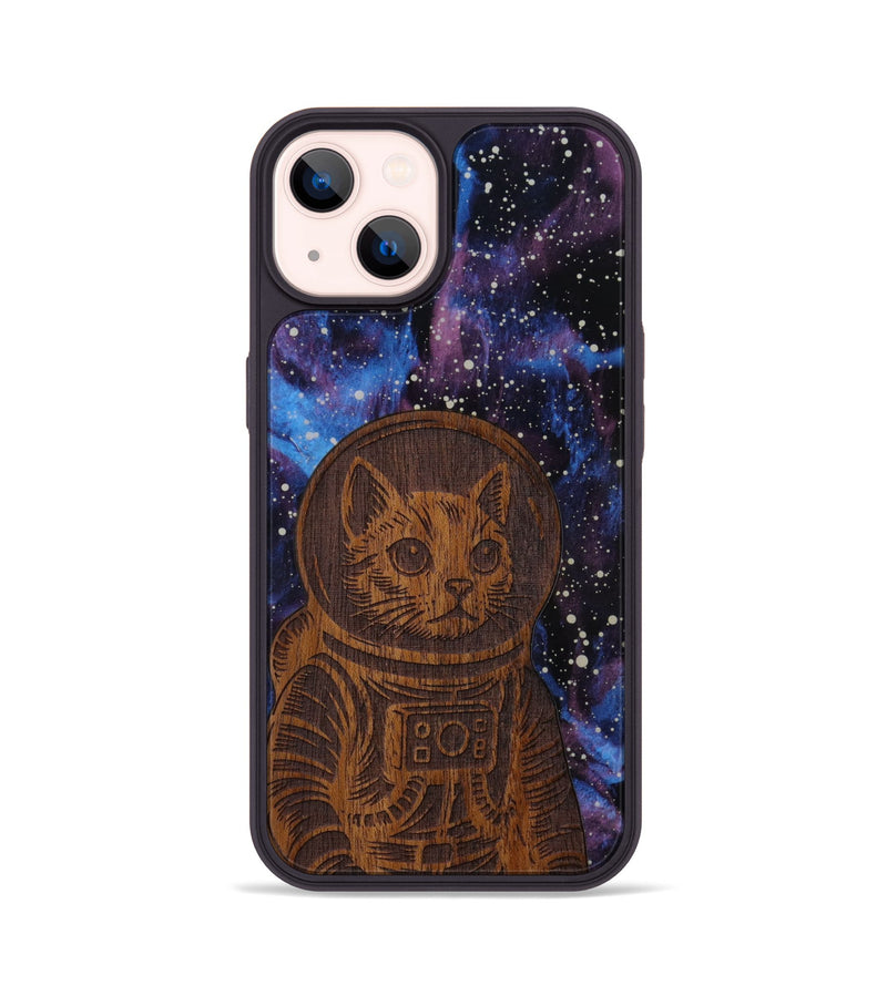 iPhone 14 Wood Phone Case - Luna Cat (Curated)