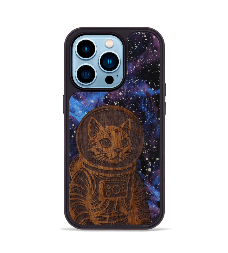 iPhone 14 Pro Wood Phone Case - Luna Cat (Curated)