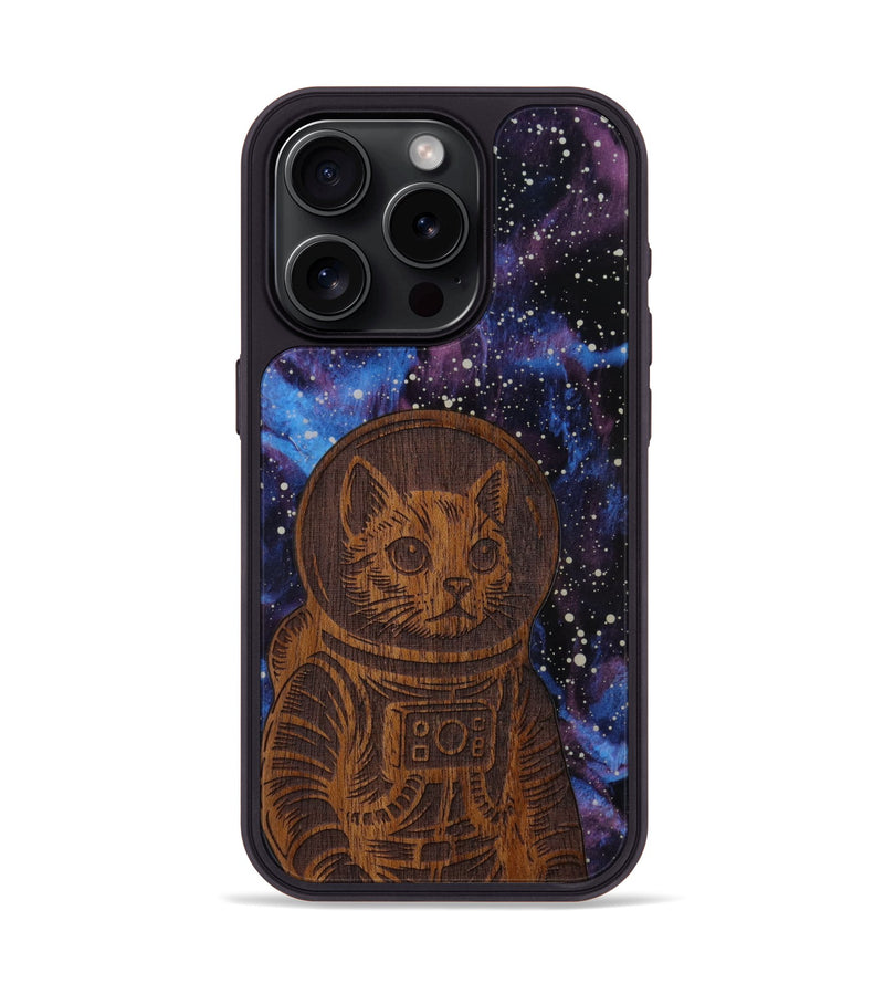 iPhone 15 Pro Wood Phone Case - Luna Cat (Curated)