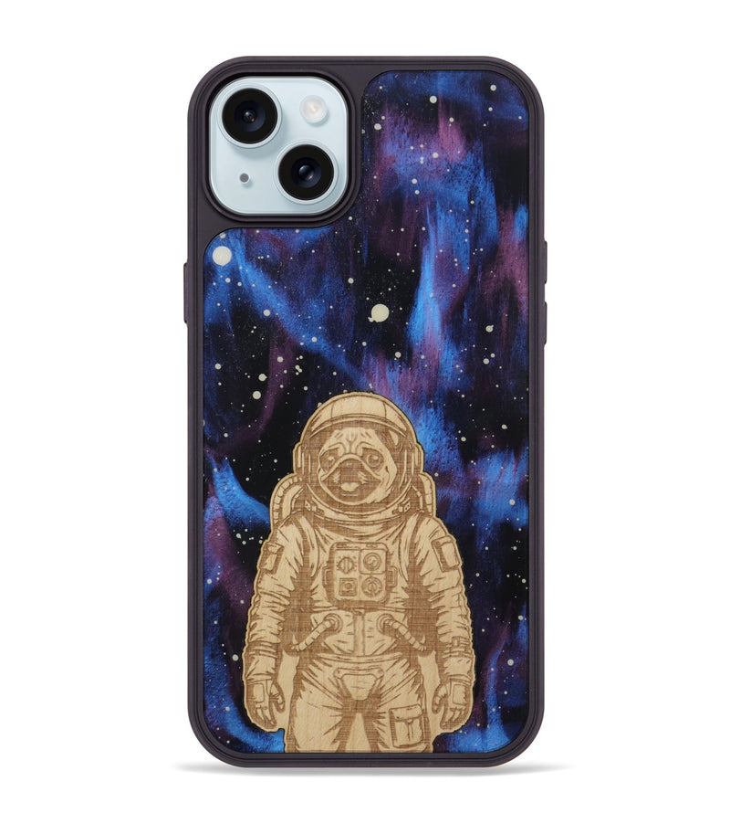 iPhone 15 Plus Wood Phone Case - Astro Pug (Curated)