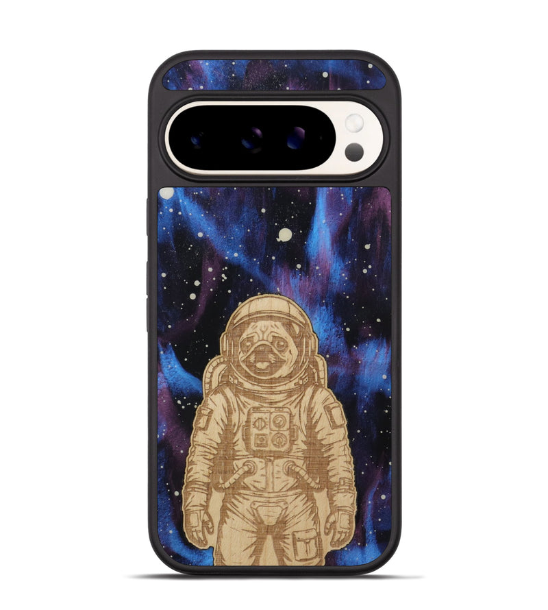 Pixel 9 Wood Phone Case - Astro Pug (Curated)