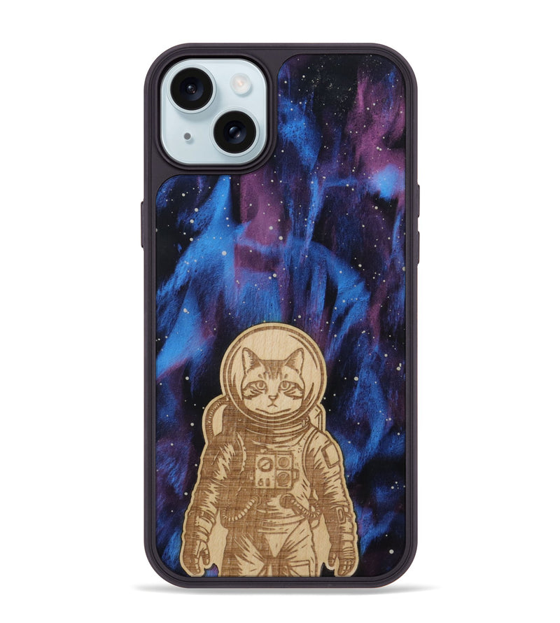iPhone 15 Plus Wood Phone Case - Astro Whiskers (Curated)