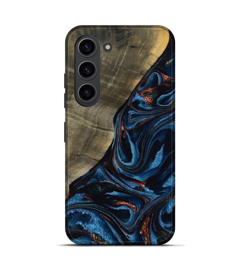 Galaxy S23 Wood Live Edge Phone Case - Elora (Teal & Gold, 789799)