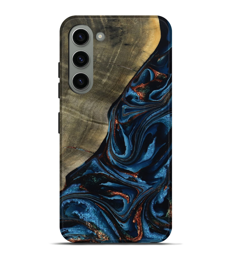 Galaxy S23 Plus Wood Live Edge Phone Case - Elora (Teal & Gold, 789799)