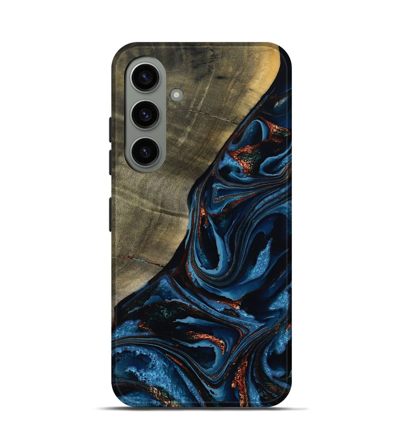 Galaxy S24 Wood Live Edge Phone Case - Elora (Teal & Gold, 789799)