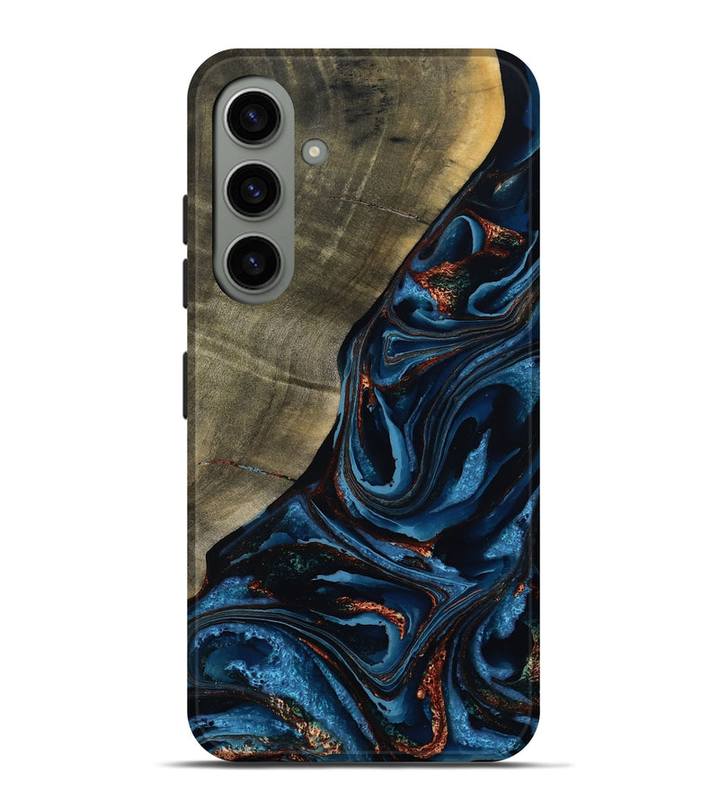 Galaxy S24 Plus Wood Live Edge Phone Case - Elora (Teal & Gold, 789799)