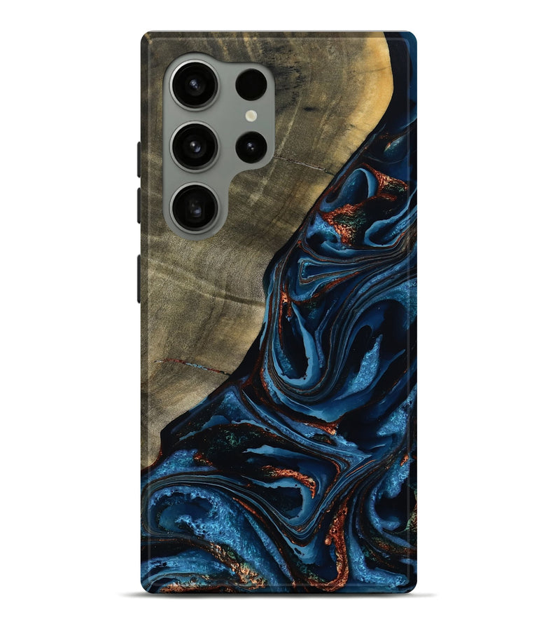 Galaxy S24 Ultra Wood Live Edge Phone Case - Elora (Teal & Gold, 789799)