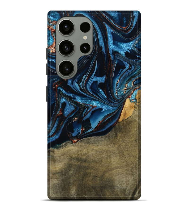 Galaxy S23 Ultra Wood Live Edge Phone Case - Hulda (Teal & Gold, 789800)