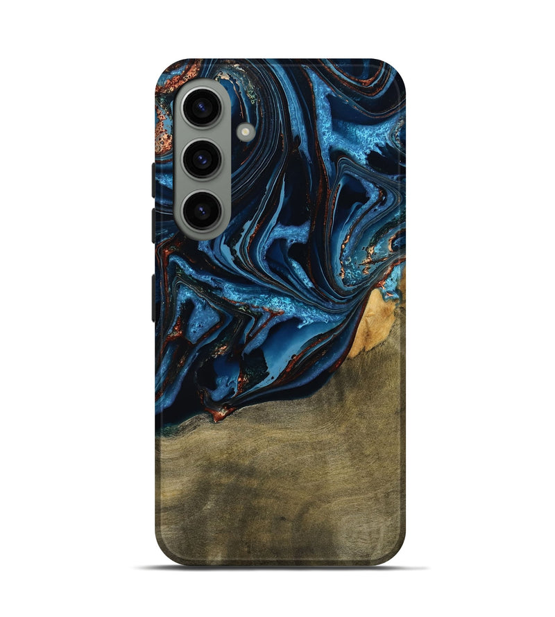 Galaxy S24 Wood Live Edge Phone Case - Hulda (Teal & Gold, 789800)