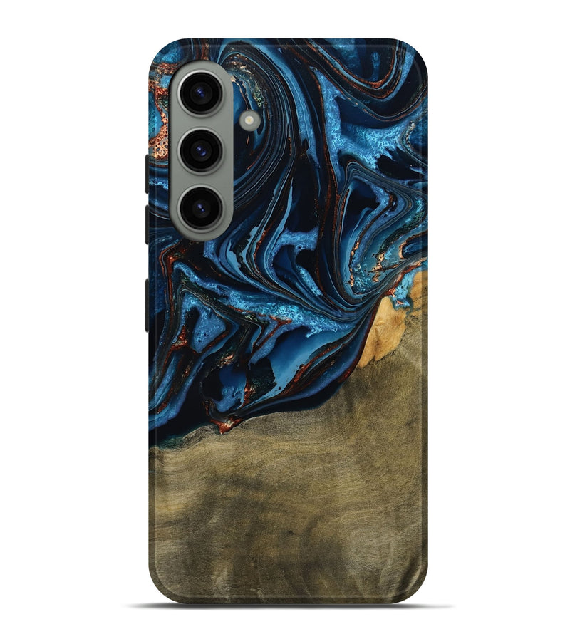 Galaxy S24 Plus Wood Live Edge Phone Case - Hulda (Teal & Gold, 789800)