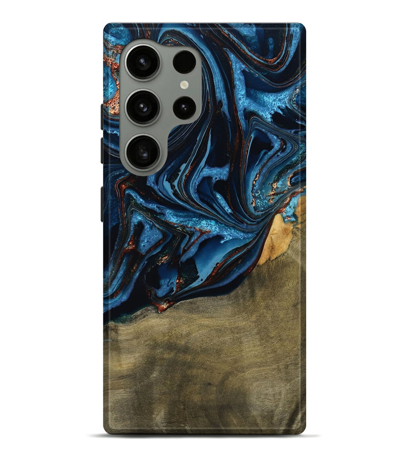 Galaxy S24 Ultra Wood Live Edge Phone Case - Hulda (Teal & Gold, 789800)