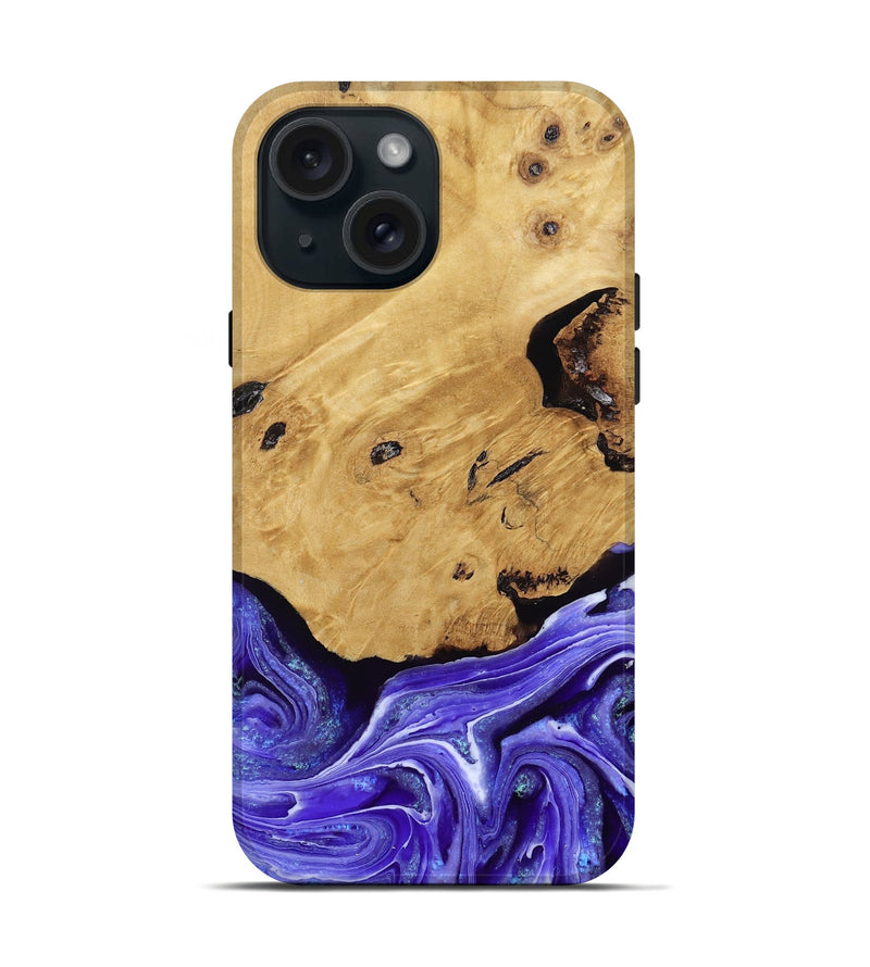iPhone 15 Wood Live Edge Phone Case - Luna (Purple, 789834)