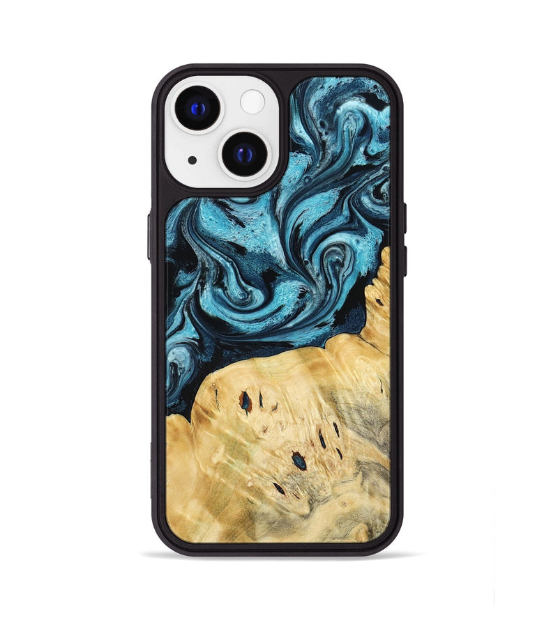 iPhone 13 Wood Phone Case - Tosha (Blue, 789984)