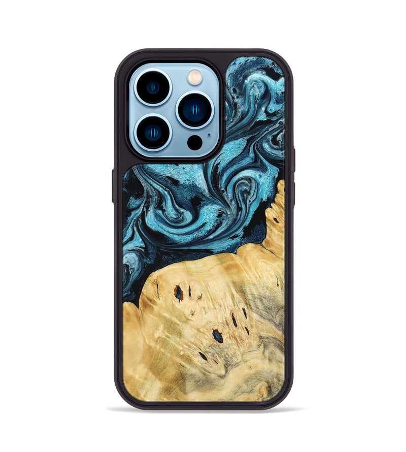 iPhone 14 Pro Wood Phone Case - Tosha (Blue, 789984)