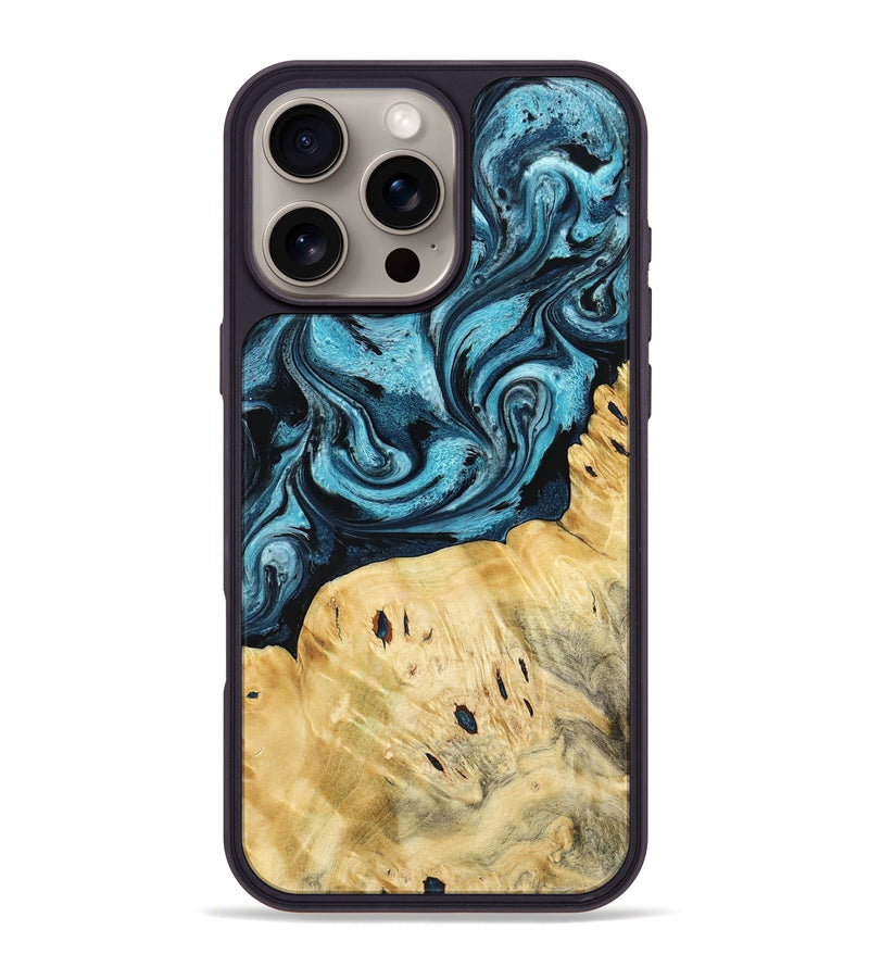 iPhone 16 Pro Max Wood Phone Case - Tosha (Blue, 789984)