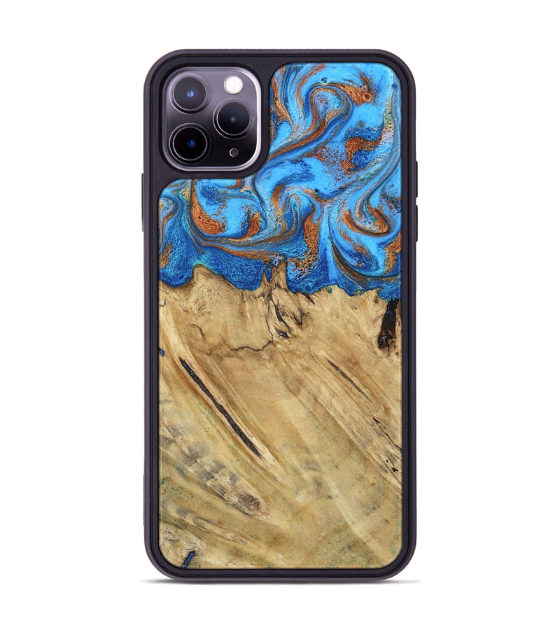 iPhone 11 Pro Max Wood Phone Case - Roland (Teal & Gold, 790062)