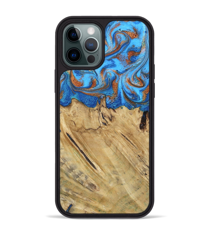 iPhone 12 Pro Max Wood Phone Case - Roland (Teal & Gold, 790062)