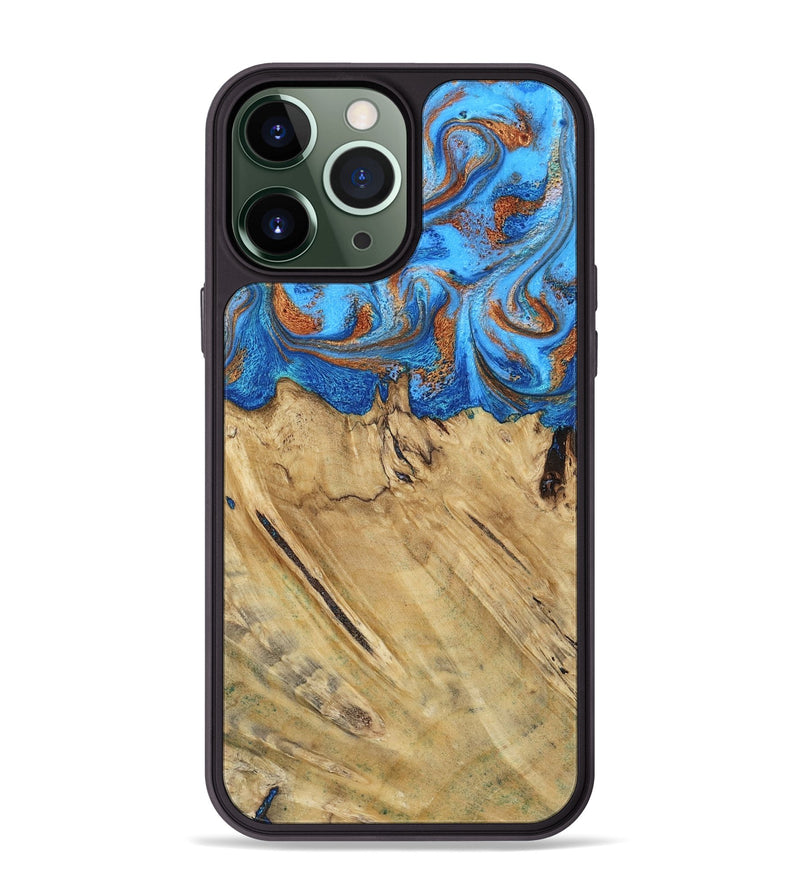 iPhone 13 Pro Max Wood Phone Case - Roland (Teal & Gold, 790062)