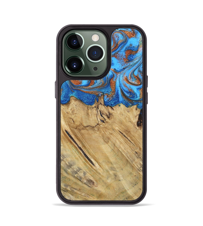 iPhone 13 Pro Wood Phone Case - Roland (Teal & Gold, 790062)