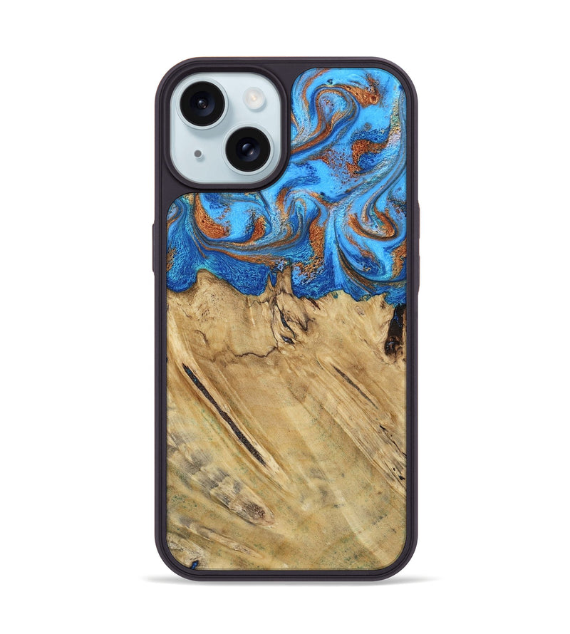 iPhone 15 Wood Phone Case - Roland (Teal & Gold, 790062)