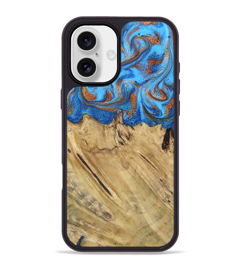 iPhone 16 Plus Wood Phone Case - Roland (Teal & Gold, 790062)