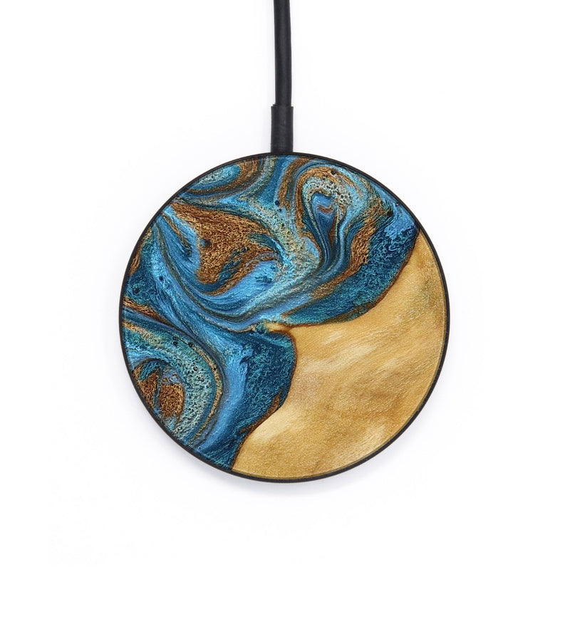 Circle Wood Wireless Charger - Braelyn (Teal & Gold, 790064)