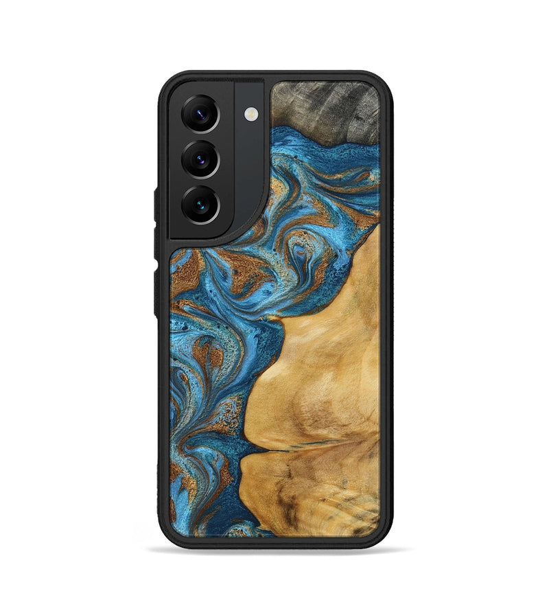 Galaxy S22 Wood Phone Case - Braelyn (Teal & Gold, 790064)