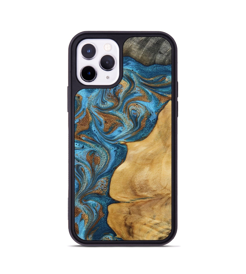 iPhone 11 Pro Wood Phone Case - Braelyn (Teal & Gold, 790064)
