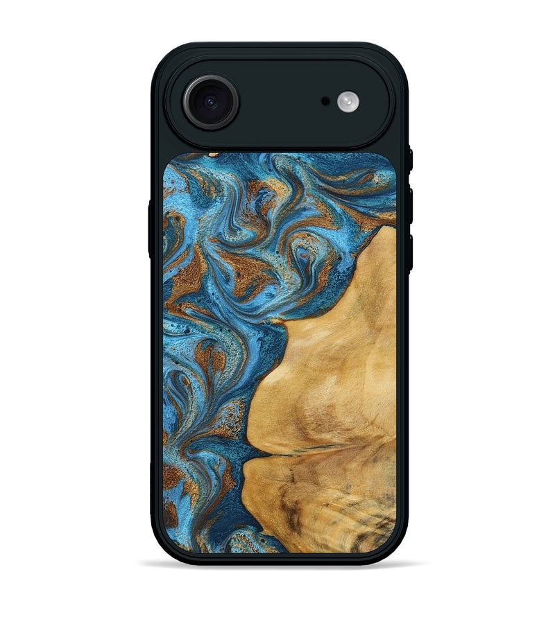 iPhone 17 Air Wood Phone Case - Braelyn (Teal & Gold, 790064)